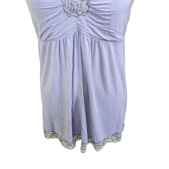 Soma Lace Trim Short Nightgown Babydoll Size L Lavender Rayon Spandex Romantic - Picture 3 of 7